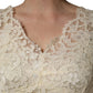 Dolce & Gabbana Off White Floral Lace Sheath Maxi Dress