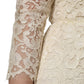 Dolce & Gabbana Off White Floral Lace Sheath Maxi Dress