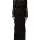 Dolce & Gabbana Black Floral Lace Sheath Long Maxi Dress