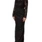 Dolce & Gabbana Black Floral Lace Sheath Long Maxi Dress