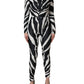 Dolce & Gabbana Black White Polyester Zebra Pattern Jumpsuit
