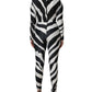 Dolce & Gabbana Black White Polyester Zebra Pattern Jumpsuit