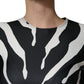 Dolce & Gabbana Black White Polyester Zebra Pattern Jumpsuit