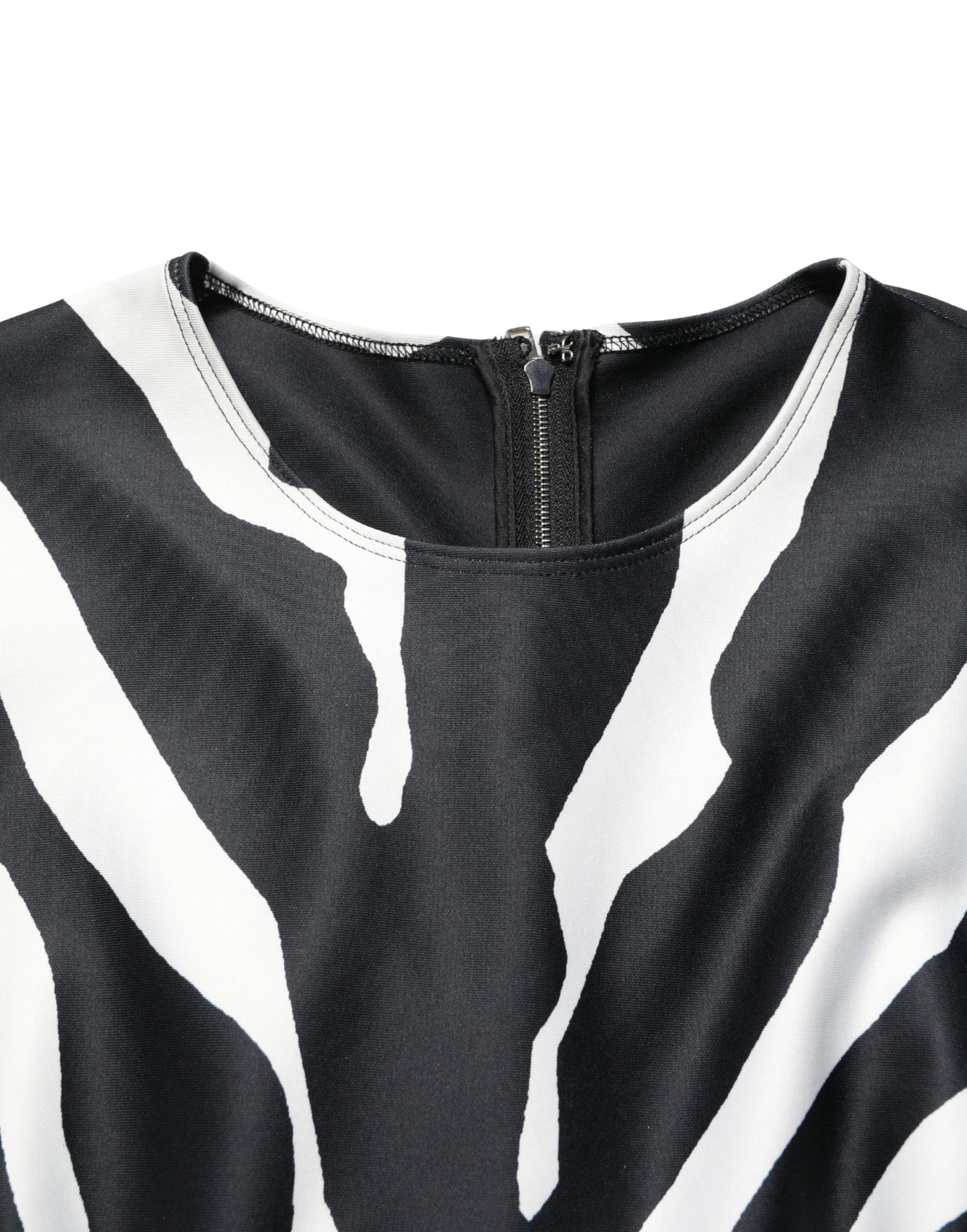 Dolce & Gabbana Black White Polyester Zebra Pattern Jumpsuit