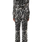 Dolce & Gabbana Black White Viscose Zebra Pattern Jumpsuit