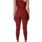 Dolce & Gabbana Black Red Nylon Leopard Pattern Jumpsuit