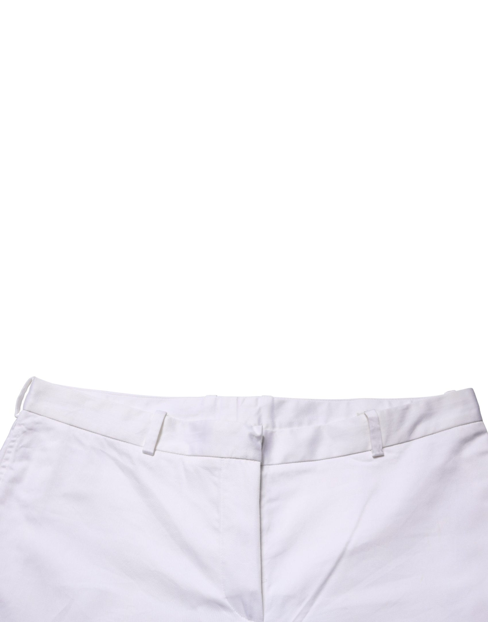 GF Ferre White Mid Waist Straight Chino Women Trouser Pants