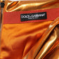 Dolce & Gabbana Metallic Orange Ruched Lame Bodycon Mini Skirt