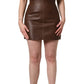 Dolce & Gabbana Brown Leather High Waist Bodycon Mini Skirt