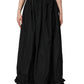 MSGM Black High Waist Pleated A-line Long Maxi Women Skirt