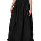 MSGM Black High Waist Pleated A-line Long Maxi Women Skirt