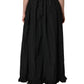 MSGM Black High Waist Pleated A-line Long Maxi Women Skirt