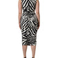 Dolce & Gabbana Black White Zebra Cady Calf Length Dress