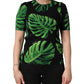 Dolce & Gabbana Black Philodendron Print Silk Blouse Top