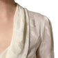 Dolce & Gabbana Off White Floral Semi Sheer Silk Blouse Top