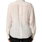 Dolce & Gabbana Off White Collared Long Sleeves Blouse Top