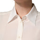 Dolce & Gabbana Off White Collared Long Sleeves Blouse Top