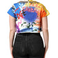 Dolce & Gabbana Multicolor Graffiti Crystals Crop Jersey Top