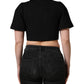 Dolce & Gabbana Black Collared Short Sleeves Cropped Blouse Top