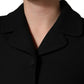 Dolce & Gabbana Black Collared Short Sleeves Cropped Blouse Top