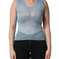 Dolce & Gabbana Blue Semi Sheer Ribbed Sleeveless Tank Top