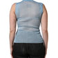 Dolce & Gabbana Blue Semi Sheer Ribbed Sleeveless Tank Top