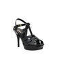Saint Laurent Black Calf Leather Bos Taurus Stiletto Heel Sandals