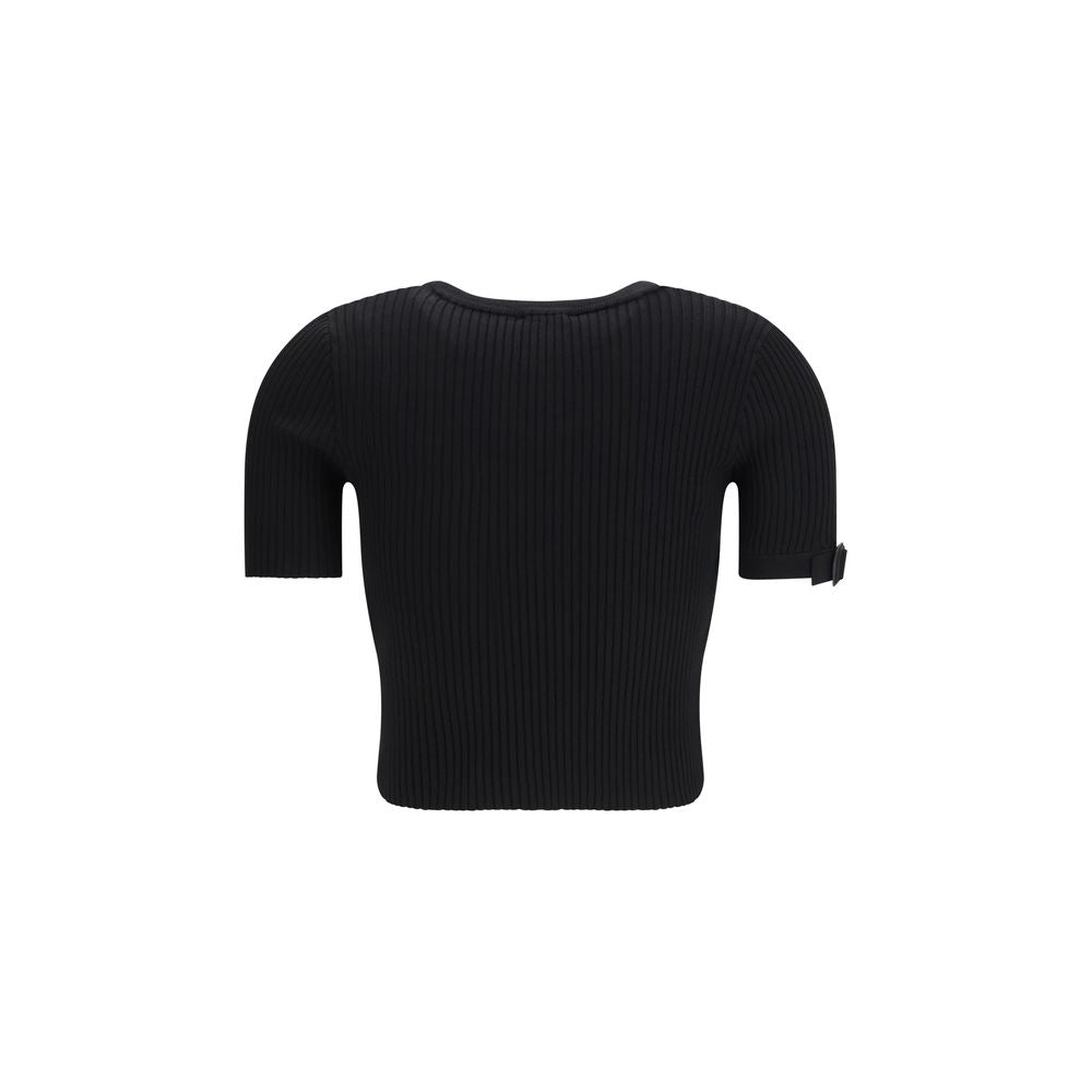Courrèges Black Viscose T-Shirt