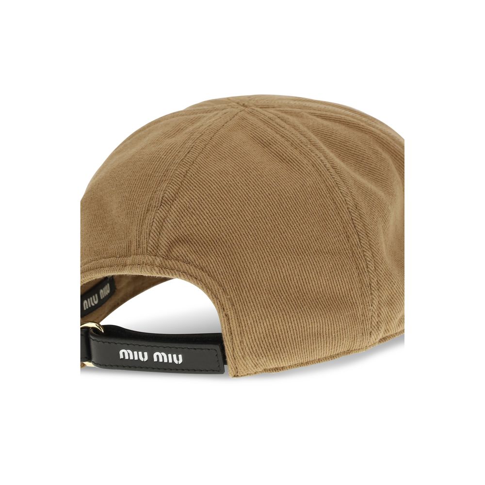 Miu Miu Beige Cotton Cap (Baseball Hat)