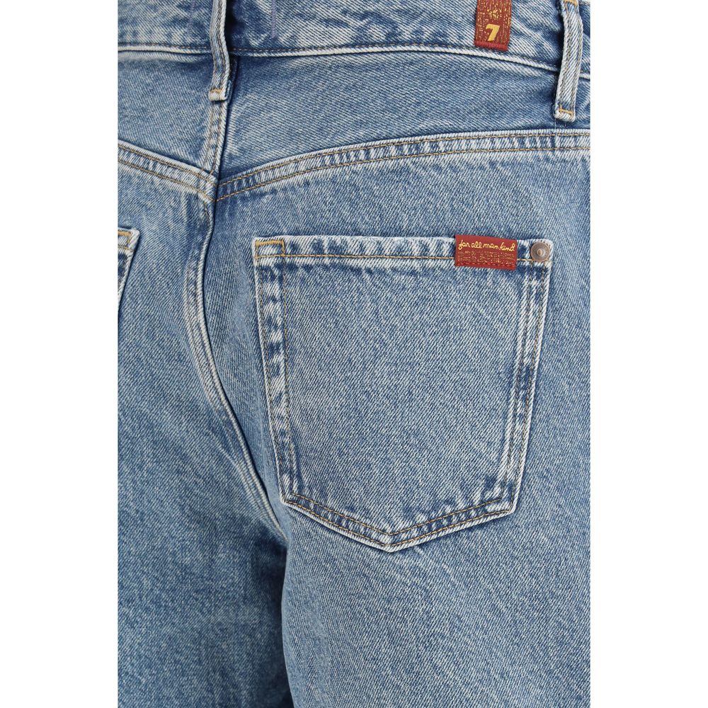 7FOR Blue Cotton Bermuda Shorts