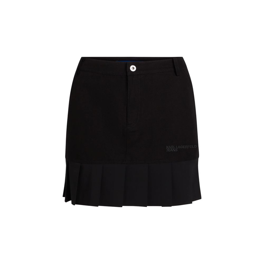 Karl Lagerfeld Black Cotton Mini Skirt