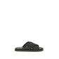 Ferragamo Black Calf Leather Bos Taurus Flat Sandals