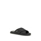 Ferragamo Black Calf Leather Bos Taurus Flat Sandals