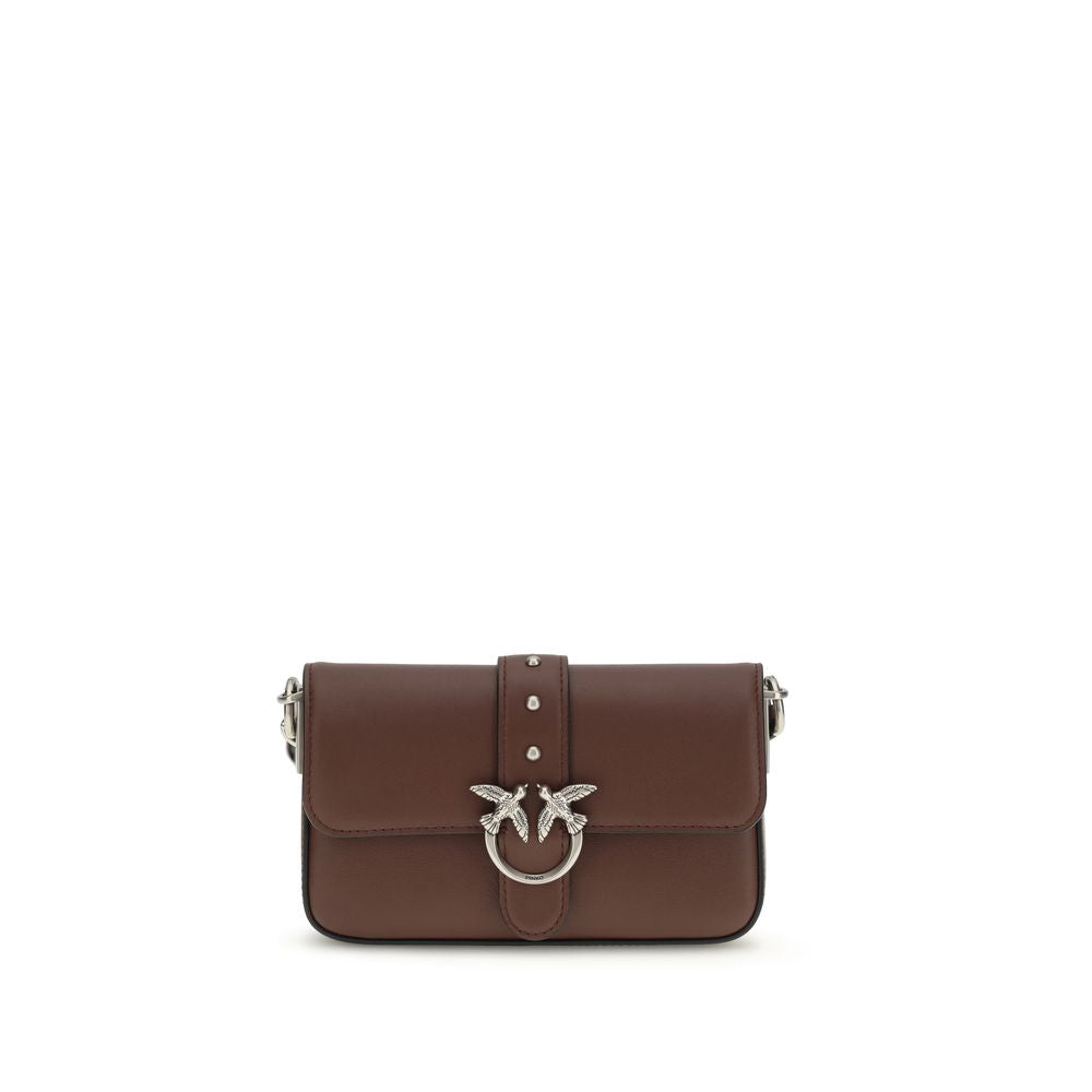 PINKO Brown Calf Leather Bos Taurus Shoulder Bag