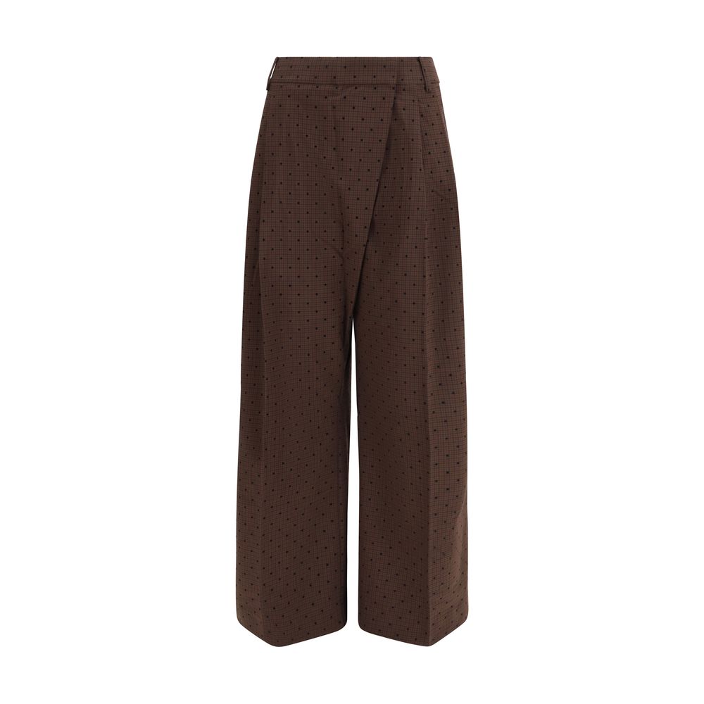 Ganni Brown Elastane Casual Pants