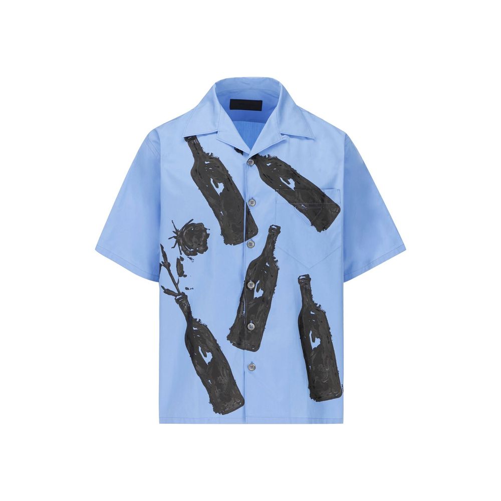 Prada Blue Cotton Pattern Shirt