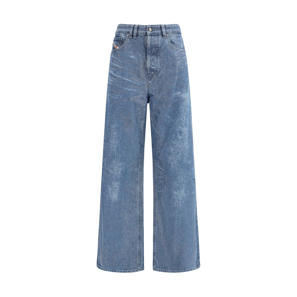Diesel Blue Cotton Relaxed Fit Jeans