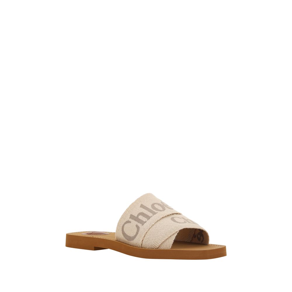 Chloé Multicolor Linen Flat Sandals