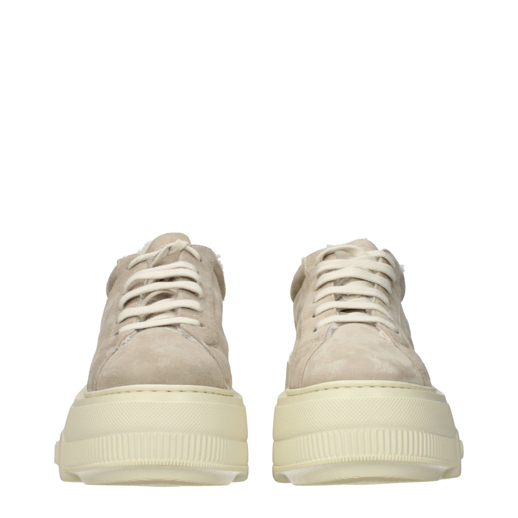 Casadei Beige Leather Chunky Sneakers