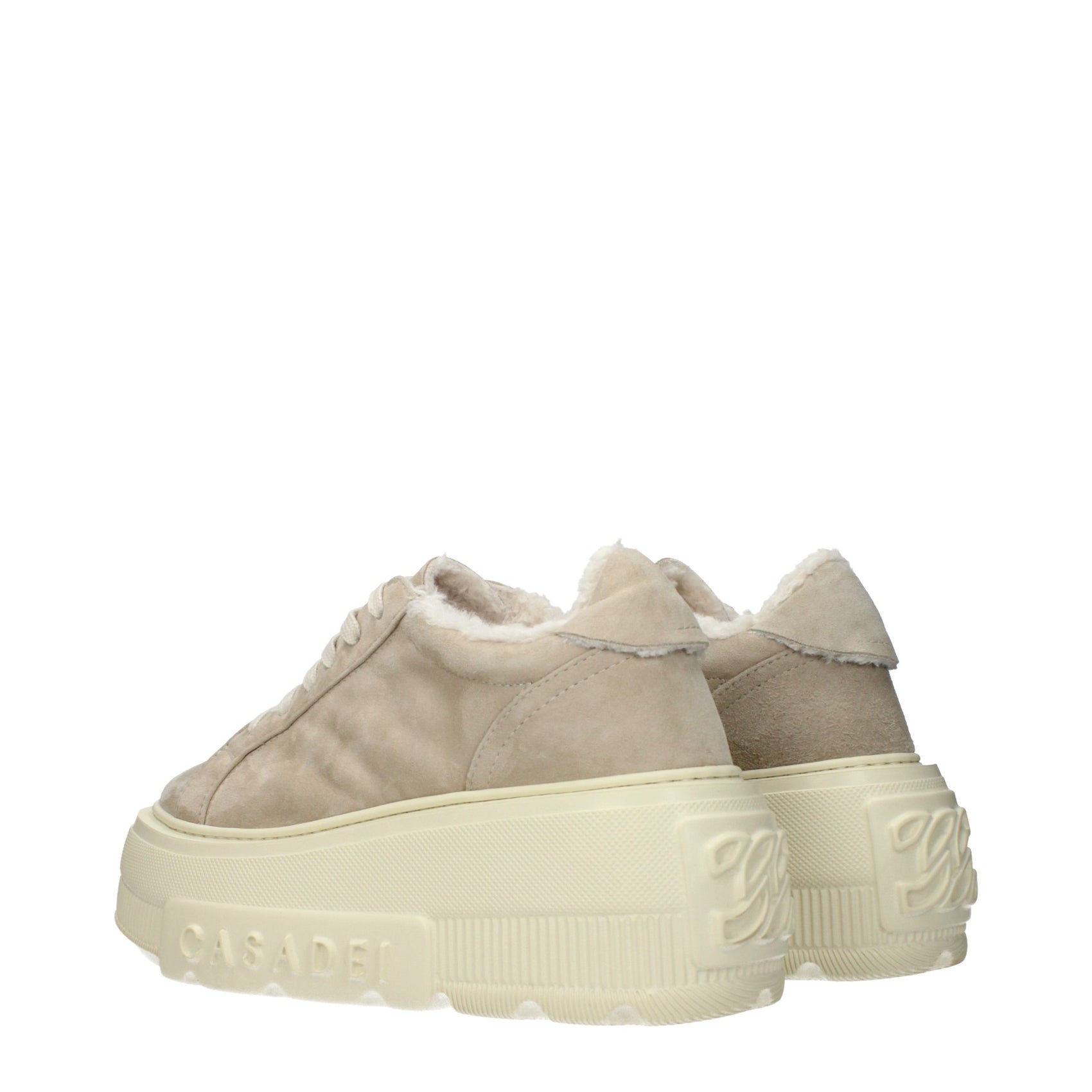 Casadei Beige Leather Chunky Sneakers