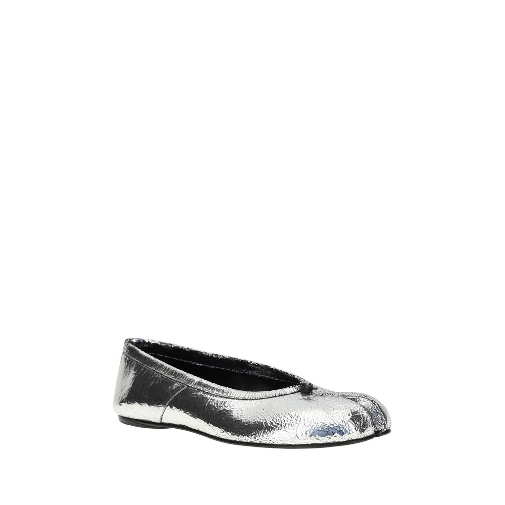 Maison Margiela Silver Calf Leather Bos Taurus Ballet Flats