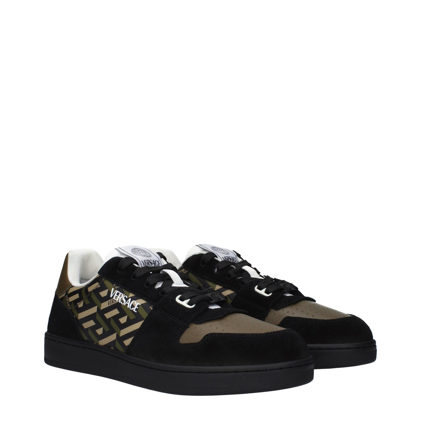Versace Green Fabric Low Top Sneakers