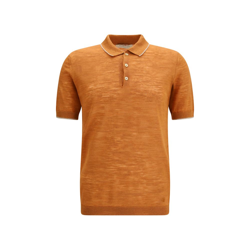 Brooksfield Orange Linen Polo Shirt