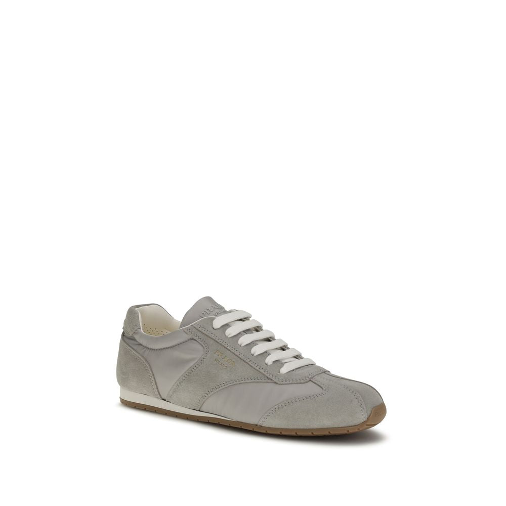 Prada Gray Calf Leather Bos Taurus Low Top Sneakers