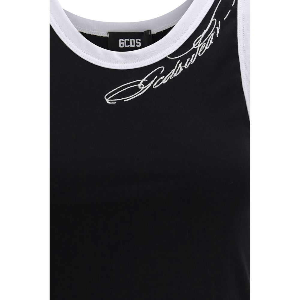 GCDS Black Cotton Tank Tops