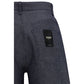 Fendi Blue Linen Relaxed Fit Jeans