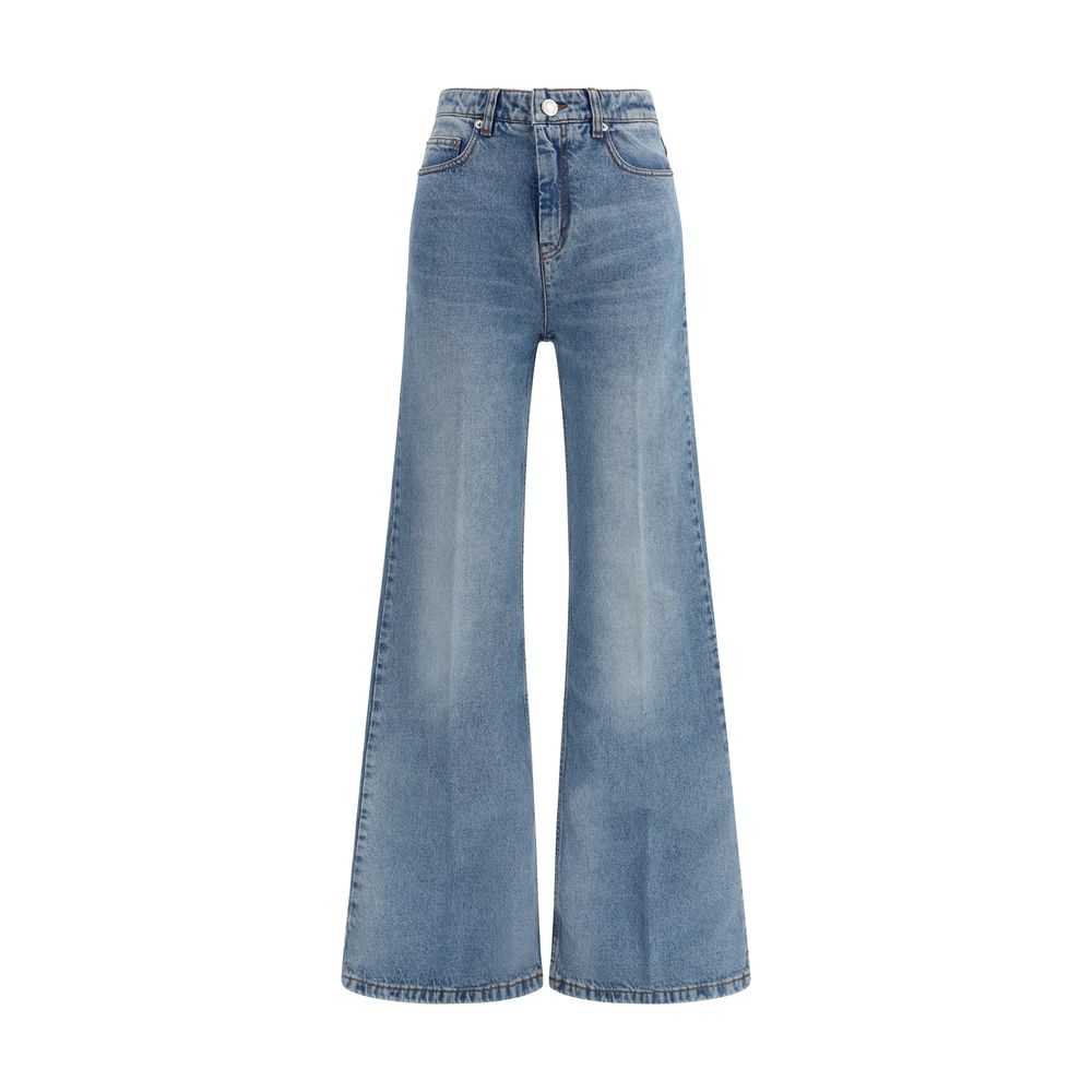Ami Paris Blue Cotton Flared Jeans