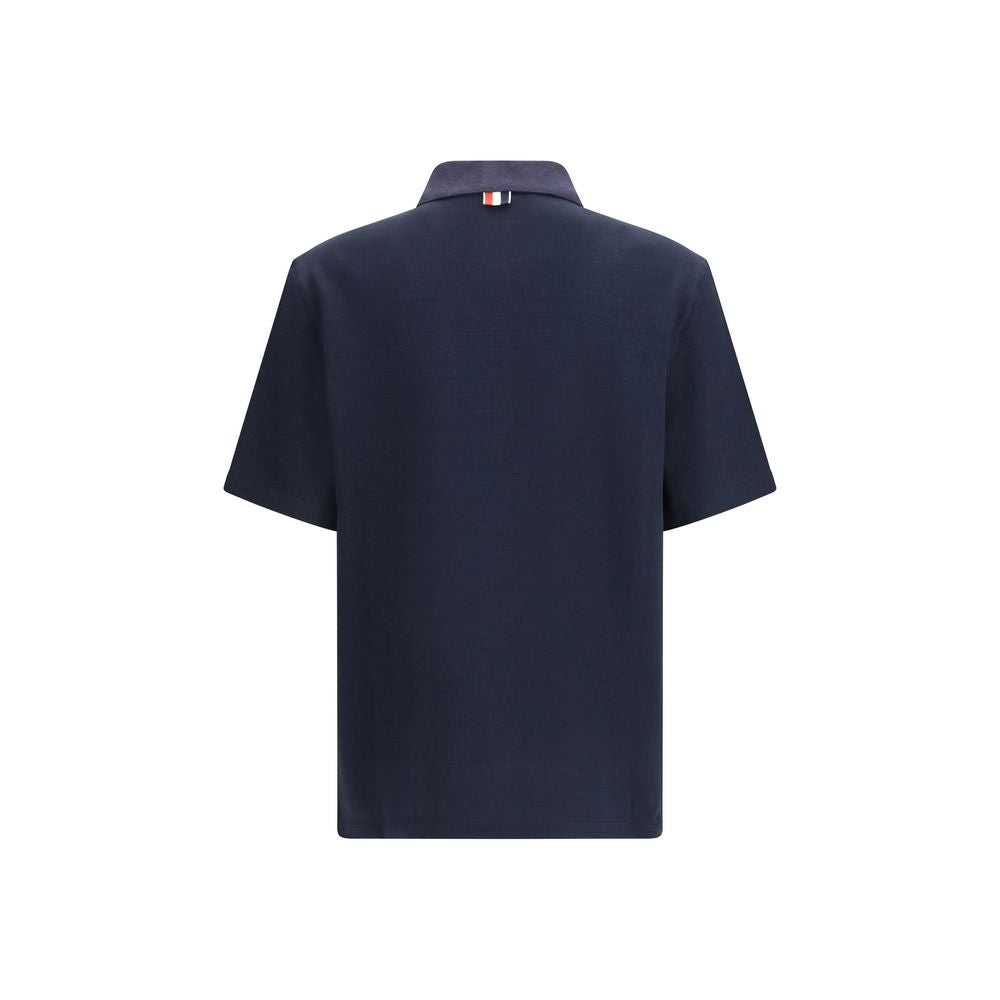 Thom Browne Blue Cotton Polo Shirt