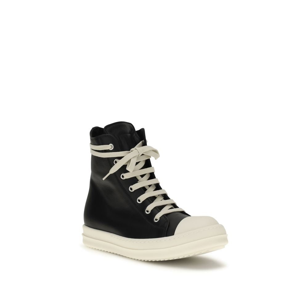 Rick Owens Black Calf Leather Bos Taurus High Top Sneakers