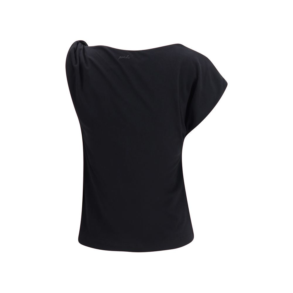 PINKO Black Cotton Sleeveles T-Shirt